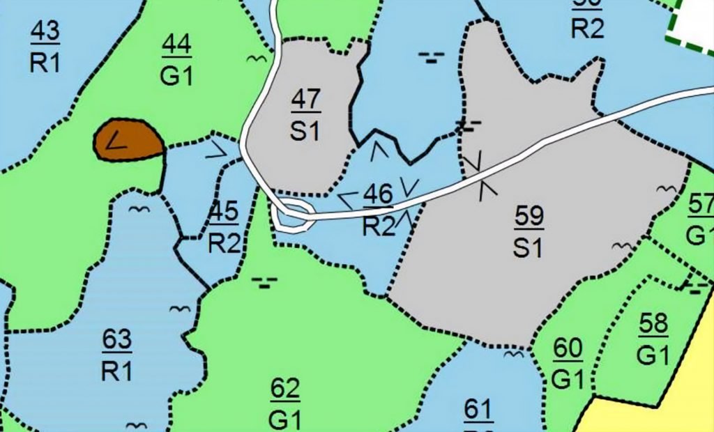 Skogsbruksplanen 2023 riskerar att bli ett CRM 5 Exempel på karta från en skogsbruksplan. Detta är från ett pappersformat.