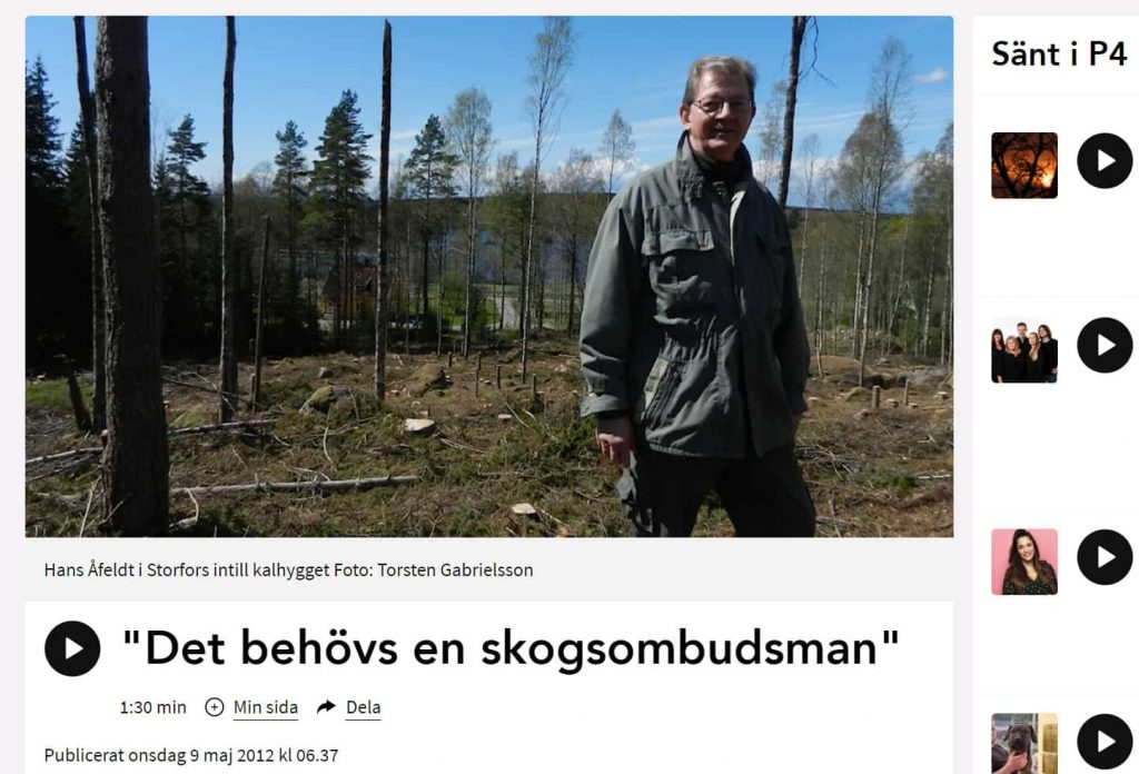 DN granskar skogsbruket -- 2012... och 2021 6 Skärmklipp från artikel i Sveriges Radio P4 Värmland - Det behövs en skogsombudsman