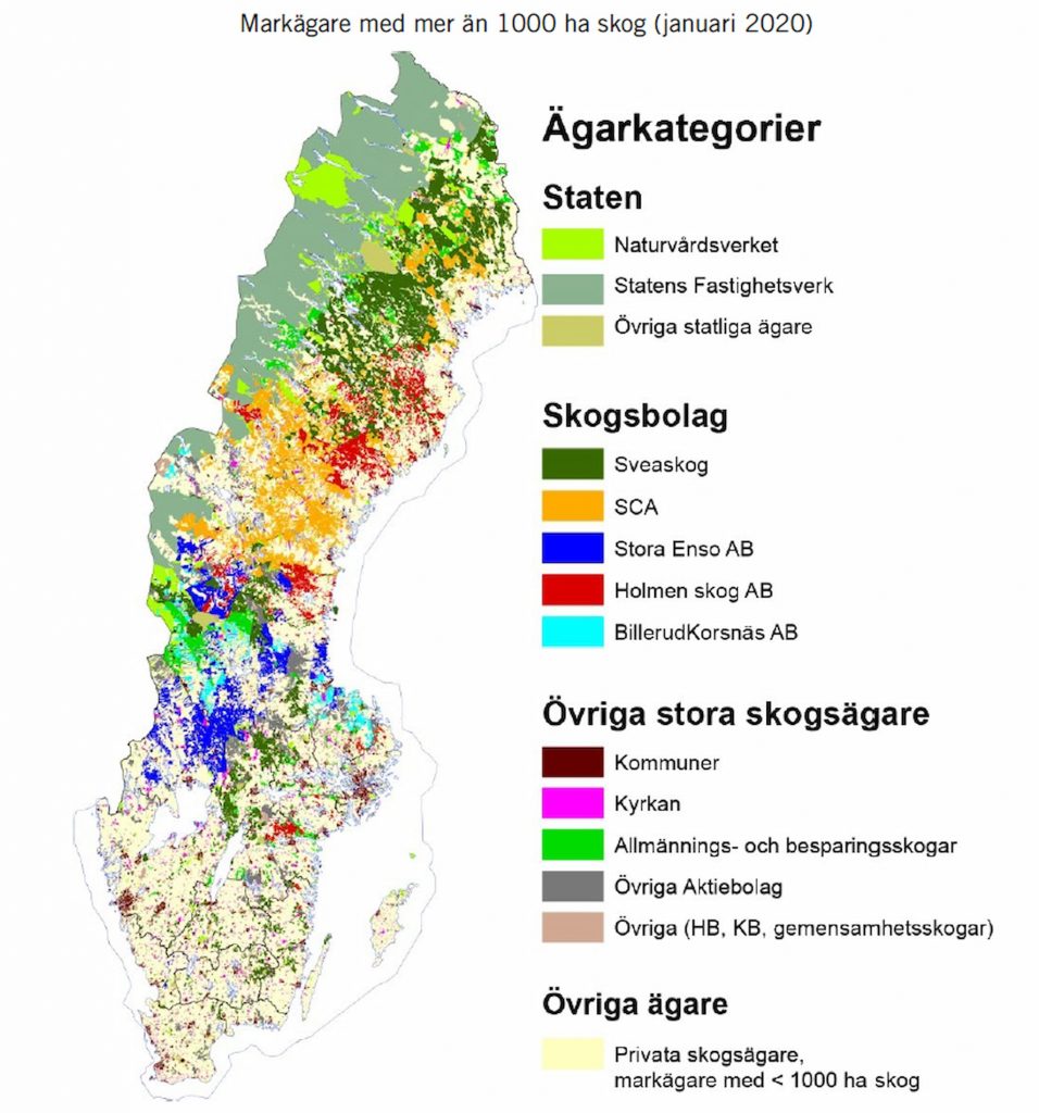 EU:s skogskartor 2021 -- inklusive Sverige 5 Skogskartor-Sverige-Stora-ägare