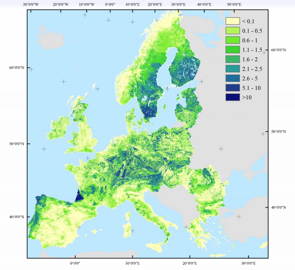 EU:s skogskartor 2021 -- inklusive Sverige 10