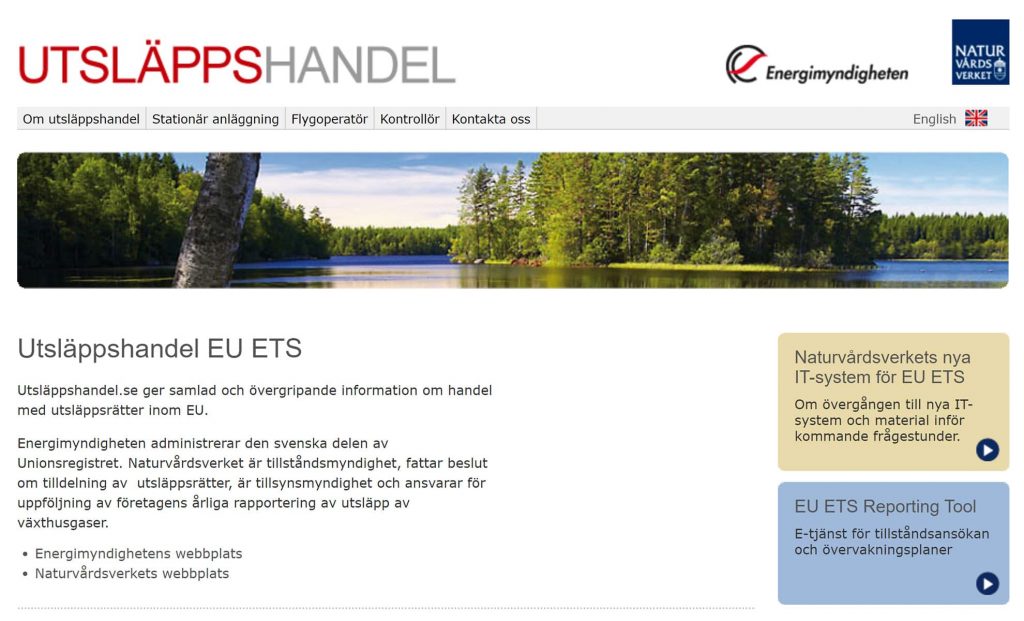 EU Taxonomin — bra, dåligt eller inget för skogsägare? 8 Skärmdump som visar Naturvårdsverkets sajt för utsläpphandel i Sverige. Kanske kommer skogsägare använda sig av systemet i framgent. EU taxonomin antyder det.