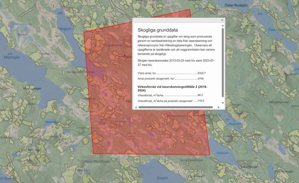 Gymnasiearbetet från Viceroy hotar SCA:s trovärdighet 7 Virkesförråd per hektar enligt laserskanningen Skoglig Grunddata på ett av SCA:s skogssiften.