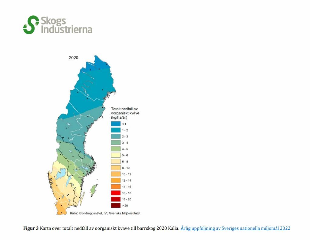 Avgiftsfria NOx-utsläpp i 32 år gör ont för skogsindustrin 6 Kvävenedfall från krondroppsnätverket